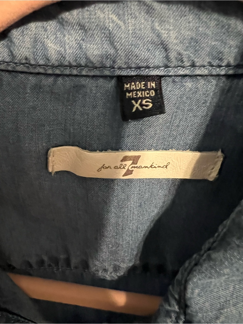 7 For All Mankind Light Blue Denim Button-Down Shirt - Picture 5 of 7